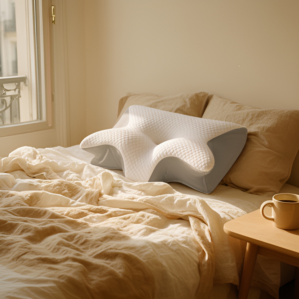 L'oreiller Solève sur un lit au matin